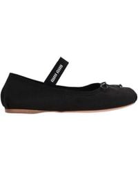 Miu Miu - Bow-Detailed Slip-On Satin Ballerina Shoes - Lyst