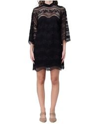 Twinset - Mini Lace-Overlay Three-Quarter Sleeve Dress - Lyst