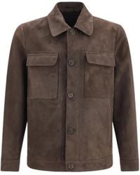 Salvatore Santoro - Santoro Button-Up Suede Jacket - Lyst