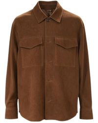 Lardini - Long Sleeve Leather Jacket - Lyst