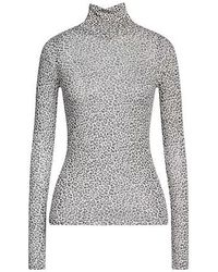 Saint Laurent - Leopard Print Turtleneck Wool Knit Sweater - Lyst