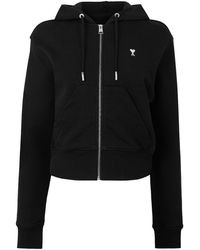Ami Paris - Cropped Fullzip Hooded Sweatshirt - Lyst