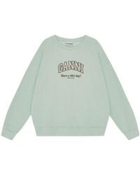 Ganni - Logo Printed Crewneck Sweatshirt - Lyst