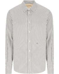 Valentino - Vlogo Embroidered Striped Shirt - Lyst