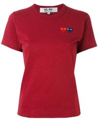 COMME DES GARÇONS PLAY - Comme Des Garons Play Double Heart Crewneck T-Shirt - Lyst