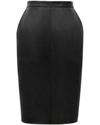 Saint Laurent - Cassandre Leather Pencil Skirt - Lyst