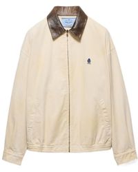 Prada - Leather-Trim Canvas Bomber Jacket - Lyst