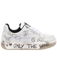 DIESEL - D-Ollie-Leather Sneakers With Graffiti Print - Lyst
