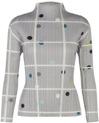 Pleats Please Issey Miyake - Pleated Checked Top - Lyst