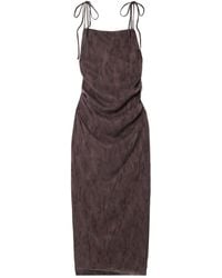 St. Agni - Gathered Washed Satin-Jacquard Maxi Dress - Lyst