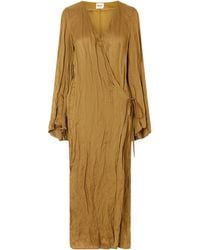 KHAITE - Rommi Crinkled-Voile Midi Wrap Dress - Lyst