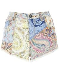 Etro - Paisley Fitted Denim Shorts - Lyst