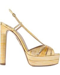 Aquazzura - Metallic Snake-Effect Leather Platform Sandals - Lyst