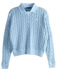 Polo Ralph Lauren - Cable Knit Polo Collar Sweater - Lyst