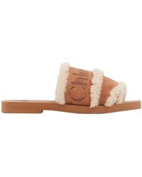 Chloé - Chloé Woody Shearling Sandals - Lyst