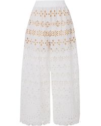 Elie Saab - Broderie Anglaise Straight-Leg Pants - Lyst