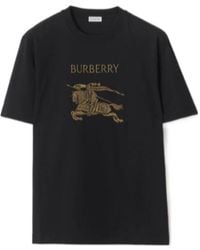 Burberry - T-Shirt With Embroidered Logo - Lyst