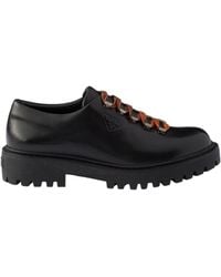 Prada - Aged Leather Lace-Up Shoes - Lyst