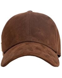 Prada - Suede Baseball Cap - Lyst