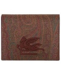 Etro - Paisley Print Logo Embroidered Bi-Fold Cardholder - Lyst