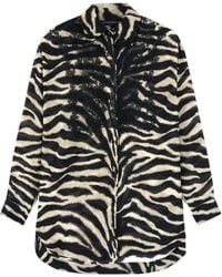 Ermanno Scervino - Cotton And Silk Blend Shirt With Zebra Print And Rebrodé Lace - Lyst