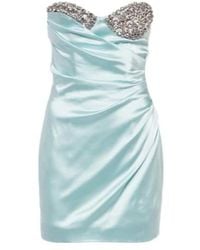 Area - Crystal-Embellished Satin Minidress - Lyst