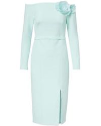 Safiyaa - Jay Floral-Appliqué Crêpe Midi Dress - Lyst