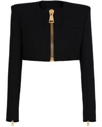 Balmain - Zip-Up Padded Cropped Jacket - Lyst