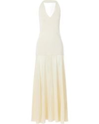 St. Agni - Circle Mesh And Crepe Halterneck Maxi Dress - Lyst