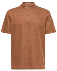 Moncler - Cotton Linen Blend Polo Shirt - Lyst
