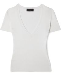 Nili Lotan - V-Neck Cotton T-Shirt - Lyst