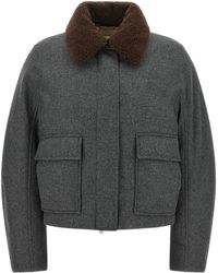 Brunello Cucinelli - Shearling Collar Cropped Jacket - Lyst