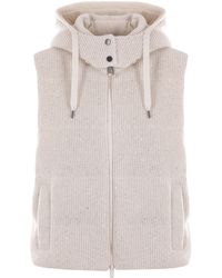 Brunello Cucinelli - Knitted Quilted Puffer Gilet - Lyst