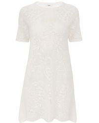 Chloé - Floral-Lace Short-Sleeve Mini Dress - Lyst