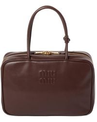 Miu Miu - Beau Logo-Debossed Zipped Tote Bag - Lyst
