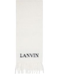 Lanvin - Logo Detailed Fringed-Edge Scarf - Lyst