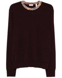 Burberry - Check-Neck Knitted Jumper - Lyst