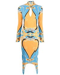 Patou - Cutout Printed Midi Dress - Lyst