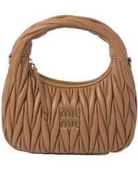 Miu Miu - Wander Matelassé Logo Plaque Mini Hobo Bag - Lyst