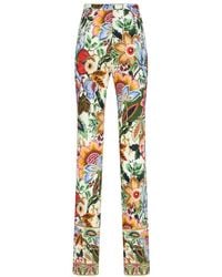 Etro - High-Waist Floral-Printed Straight-Leg Trousers - Lyst