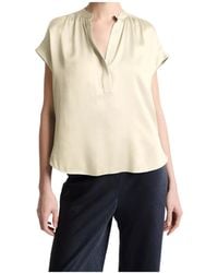 Vince - Cap-Sleeve Gathered Blouse - Lyst