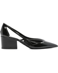 Prada - Logo-Debossed Pointed-Toe Pumps - Lyst