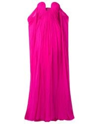 Valentino - Strapless Pleated Silk Chiffon Dress Dress - Lyst