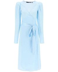 ROTATE BIRGER CHRISTENSEN - Textured Midi Wrap Dress - Lyst