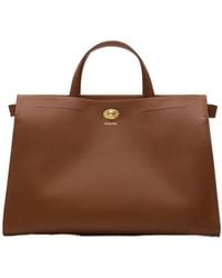 Burberry - Mini Leather Cotswolds Check Tote Bag - Lyst
