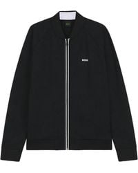 BOSS - Geometric-Pattern Zip-Up Sweater - Lyst