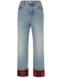 McQueen - Checked-Cuff Straight-Leg Jeans - Lyst
