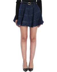 Self-Portrait - Miniginna Flared Denim Mini Skirt - Lyst