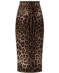 Dolce & Gabbana - Calf Length Leopard Skirt - Lyst