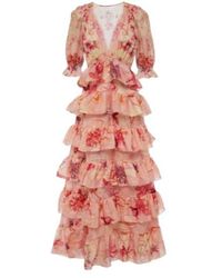 CAMILLA - Embellished Floral Cotton And Silk Maxi Dress - Lyst